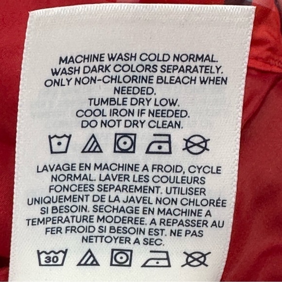 Land's End Plaid Boxy Puffer Jacket Red White Blue Mock Neck Size Small - Picture 6 of 6